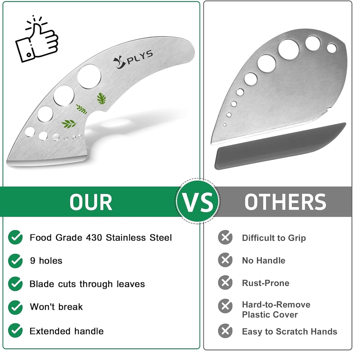 Plys Herb Stripper Software 9 Holes - Stainless Metal Kitchen Herb Stripping Software, Herb Leaf Peeler for Kale, Chard, Collard Greens, Rosemary, Thyme, Parsley and Basil, 2025 Skilled Kitchen Devices - Image 4