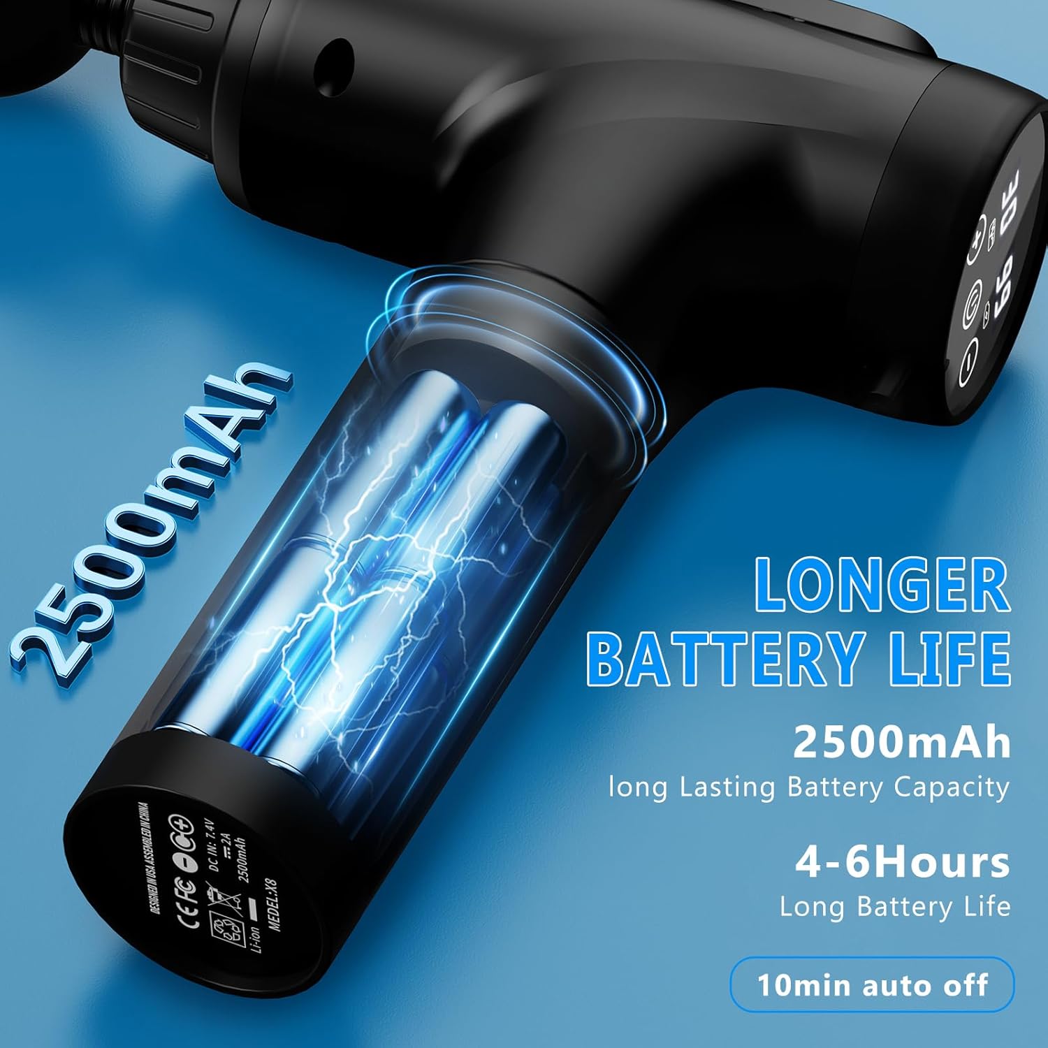 Therapeutic massage Gun, Muscle Therapeutic massage Gun for Athletes Handheld Electrical Deep Tissue Again Massager, Percussion Therapeutic massage System for Ache Aid with 30 Velocity Ranges 9 Heads Black - Image 3