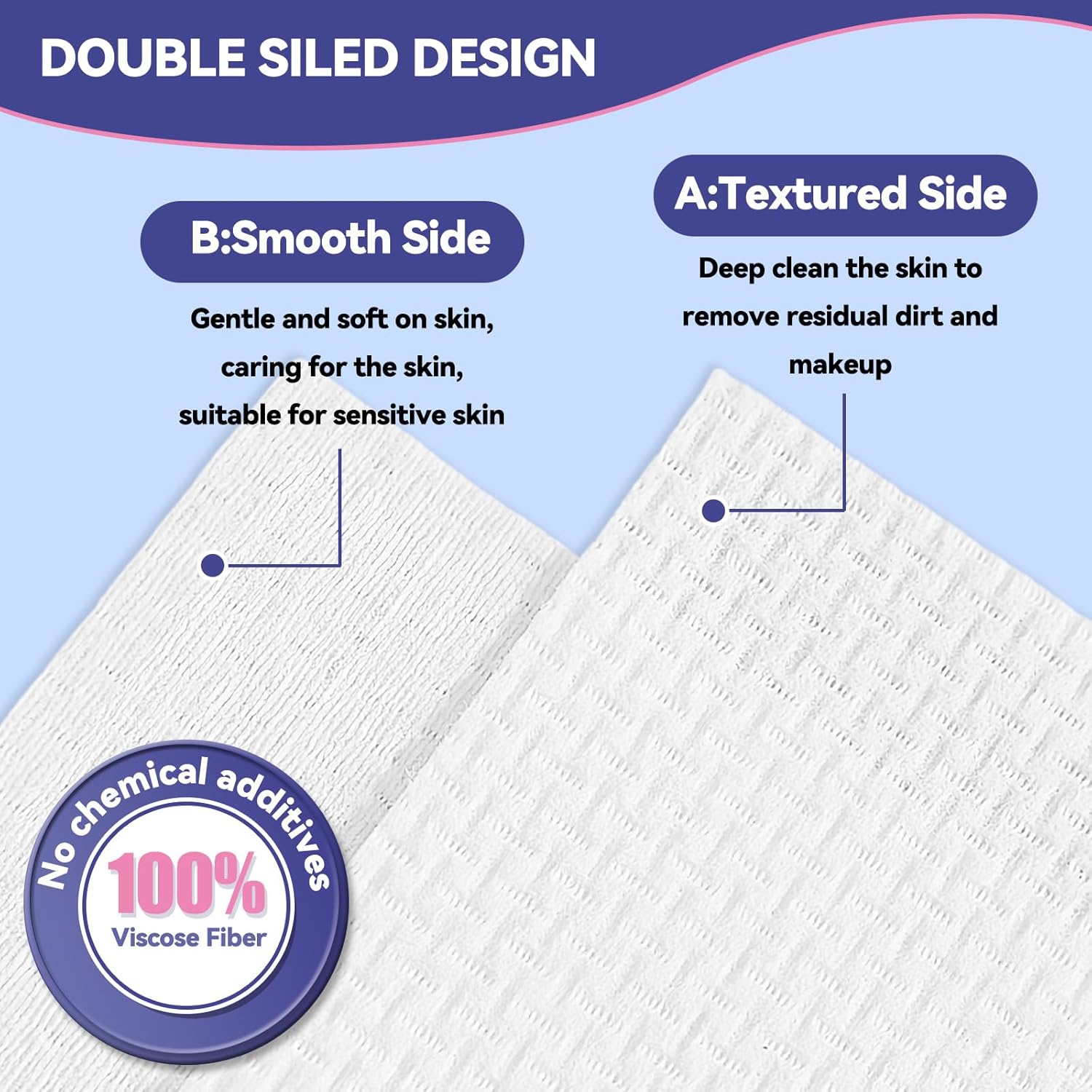 Giant Disposable Face Towels 200 Rely, 10"×12" Extremely Thick Premium Biodegradable Facial Towels, Make-up Remover Dry Wipes, Delicate Face Towelettes for Delicate Pores and skin, Skincare and Girls Cleansing - Image 2