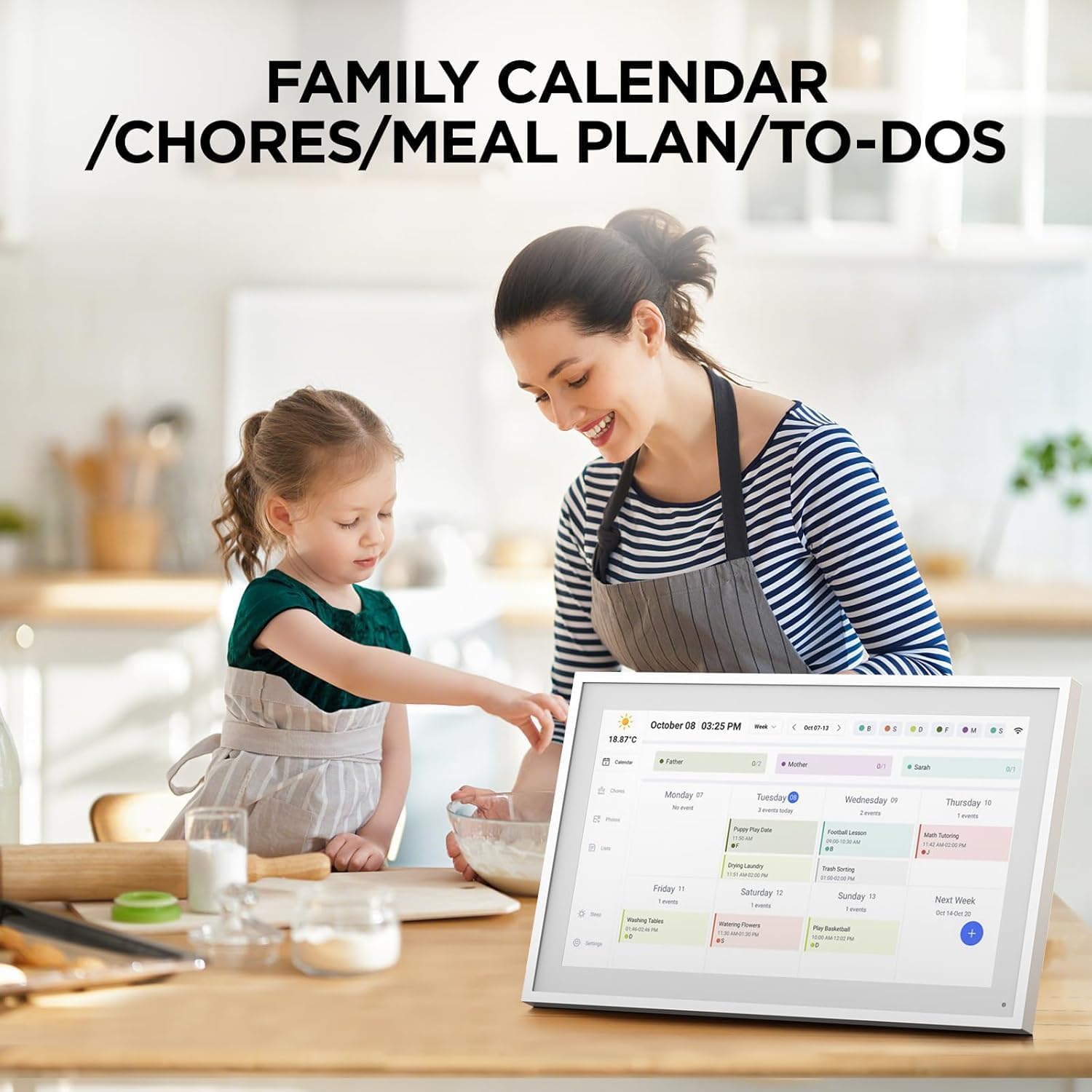 10.1" Digital Calendar, Meal Planner, Obligation Chart, to Do Record,HD Sensible Contact Display screen Dwelling Interactive Sensible Electron Calender - Constructed-in Digital Picture Body Perform (white, 10.1) - Image 4