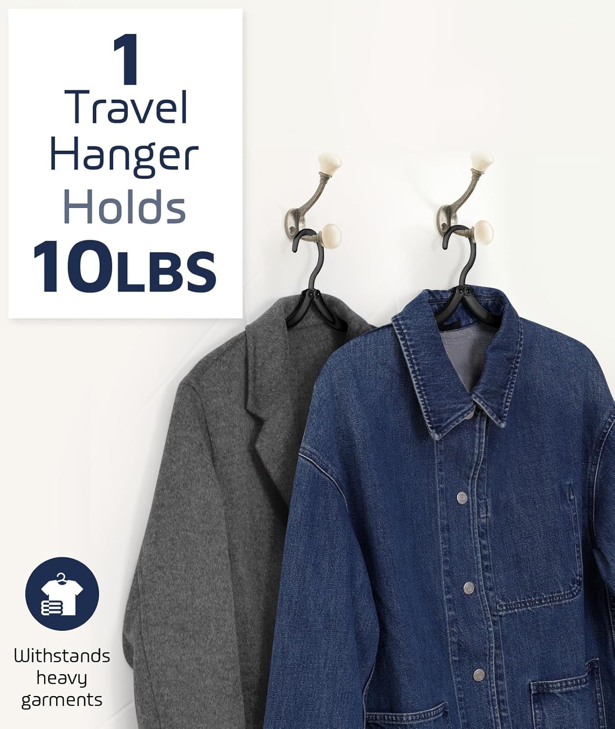 10 Pcs Journey Hangers, Cruise Ship Necessities Journey Necessities, Transportable Cruises Should Haves 2026, Folding Hangers for Suitcase, RV Tenting Airplane Europe Trip Important, Black - Image 3