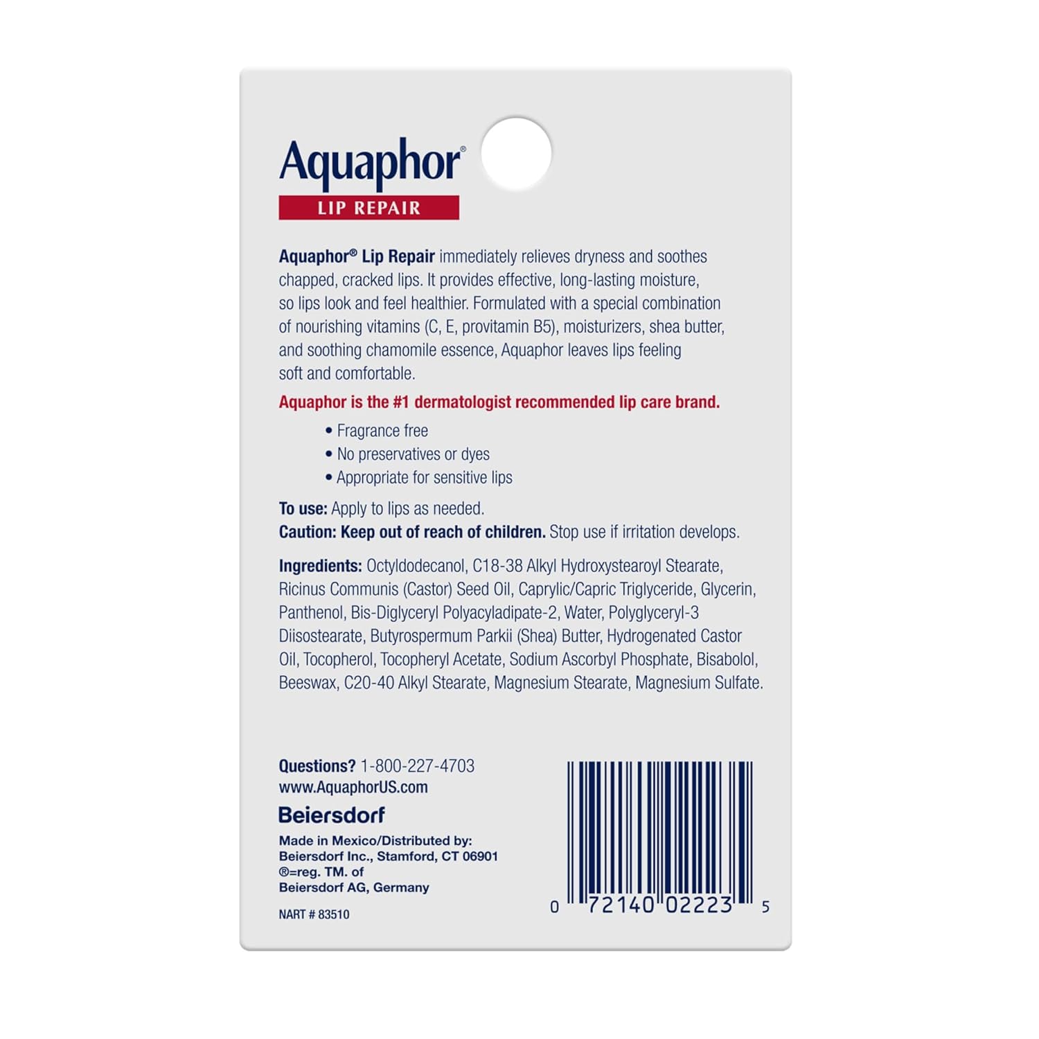 Aquaphor Lip Restore Ointment, Moisturizing Lip Balm Pack, Relieves Dryness, 0.35 Tube, Pack of two - Image 6
