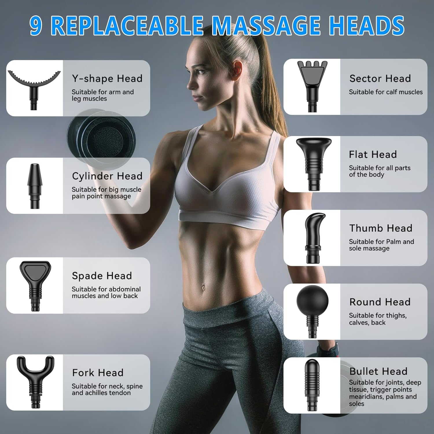 Therapeutic massage Gun, Muscle Therapeutic massage Gun for Athletes Handheld Electrical Deep Tissue Again Massager, Percussion Therapeutic massage System for Ache Aid with 30 Velocity Ranges 9 Heads Black - Image 5