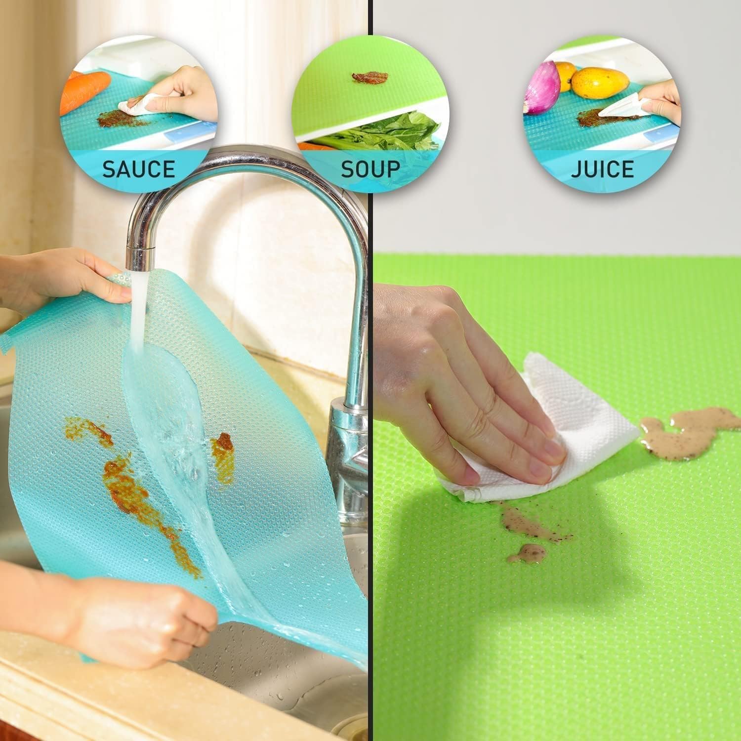 7 PCS Shelf Mats Fridge Liners Washable Fridge Pads Fridge Mats Drawer Placemats Dwelling Kitchen Devices Equipment Group for Prime Freezer(2green+2pink+3blue) - Image 4