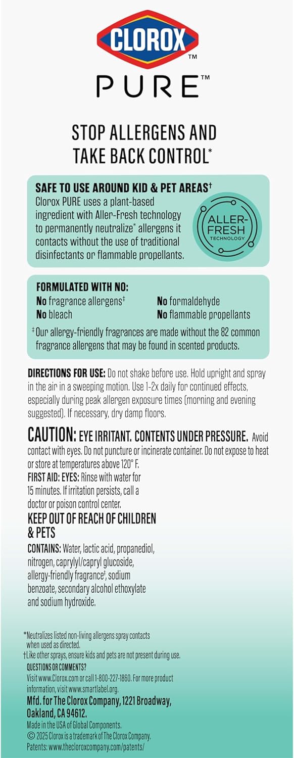 Clorox PURE Allergen Neutralizer Every day Air Spray, Clear Breeze, 8 Ounces - Image 15