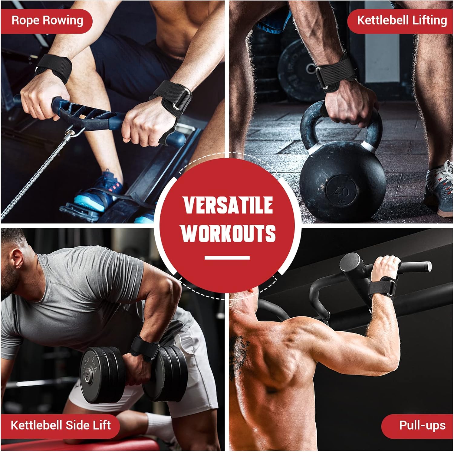 COFOF Weight Lifting Wrist Strap, Double Layer Leather-based Wrist Strap for Deadlift and Powerlifting, Adjustable Neoprene Padded Gymnasium Exercise Lifting Hooks (Pair) - Image 7