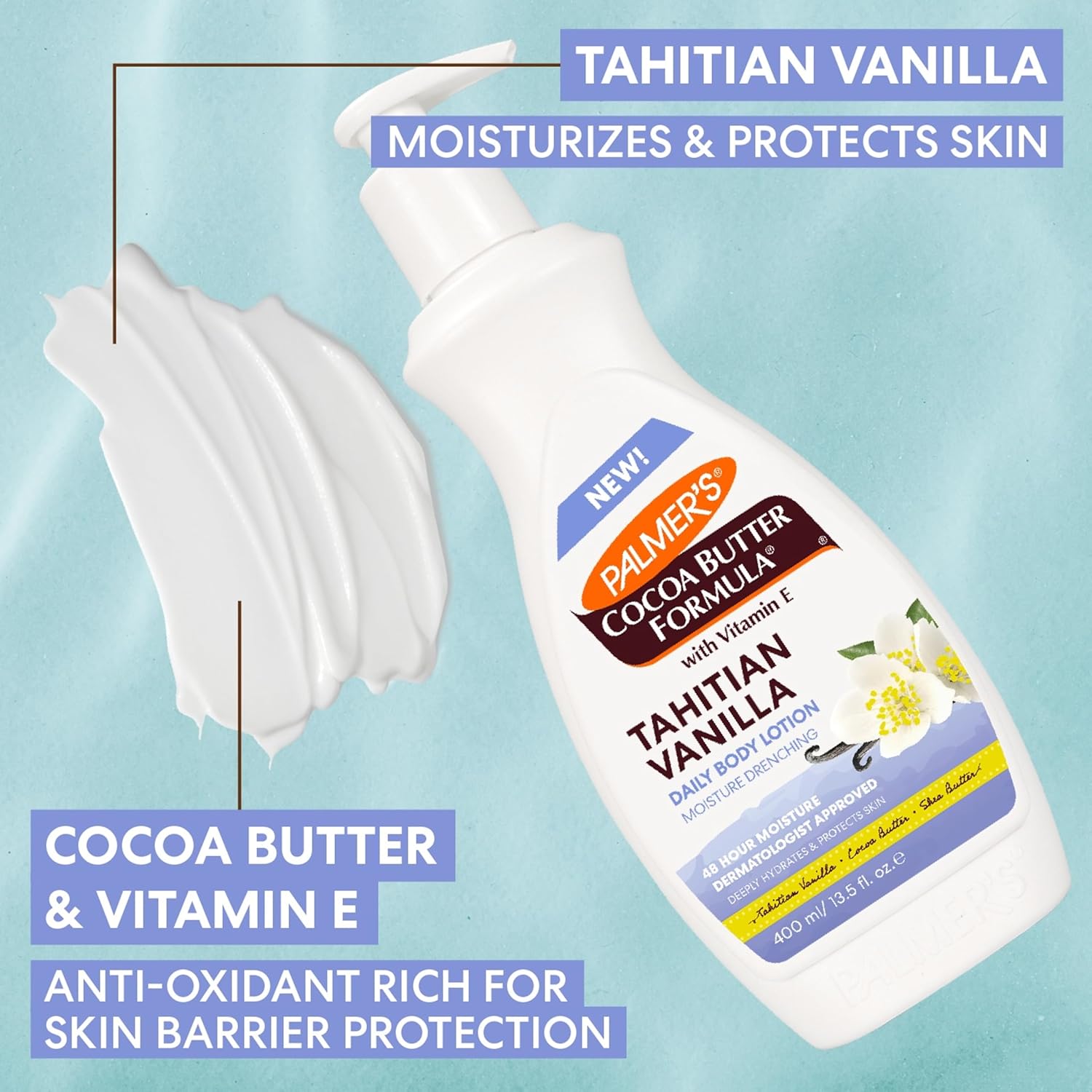 Palmer's Cocoa Butter Components Tahitian Vanilla Physique Lotion, 13.5 Oz, Day by day Moisturizing Lotion for Dry Pores and skin with Shea Butter & Vitamin E, Hydrates & Protects, Helps Present 48-Hour Deep Moisture - Image 5