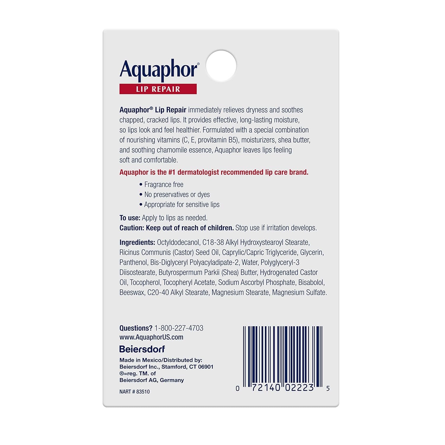 Aquaphor Lip Restore Ointment, Moisturizing Lip Balm Pack, Relieves Dryness, 0.35 Tube, Pack of two - Image 9
