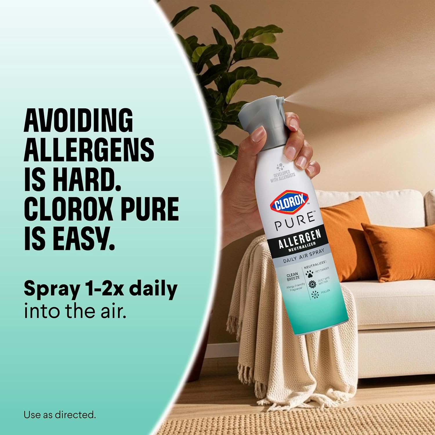 Clorox PURE Allergen Neutralizer Every day Air Spray, Clear Breeze, 8 Ounces - Image 7