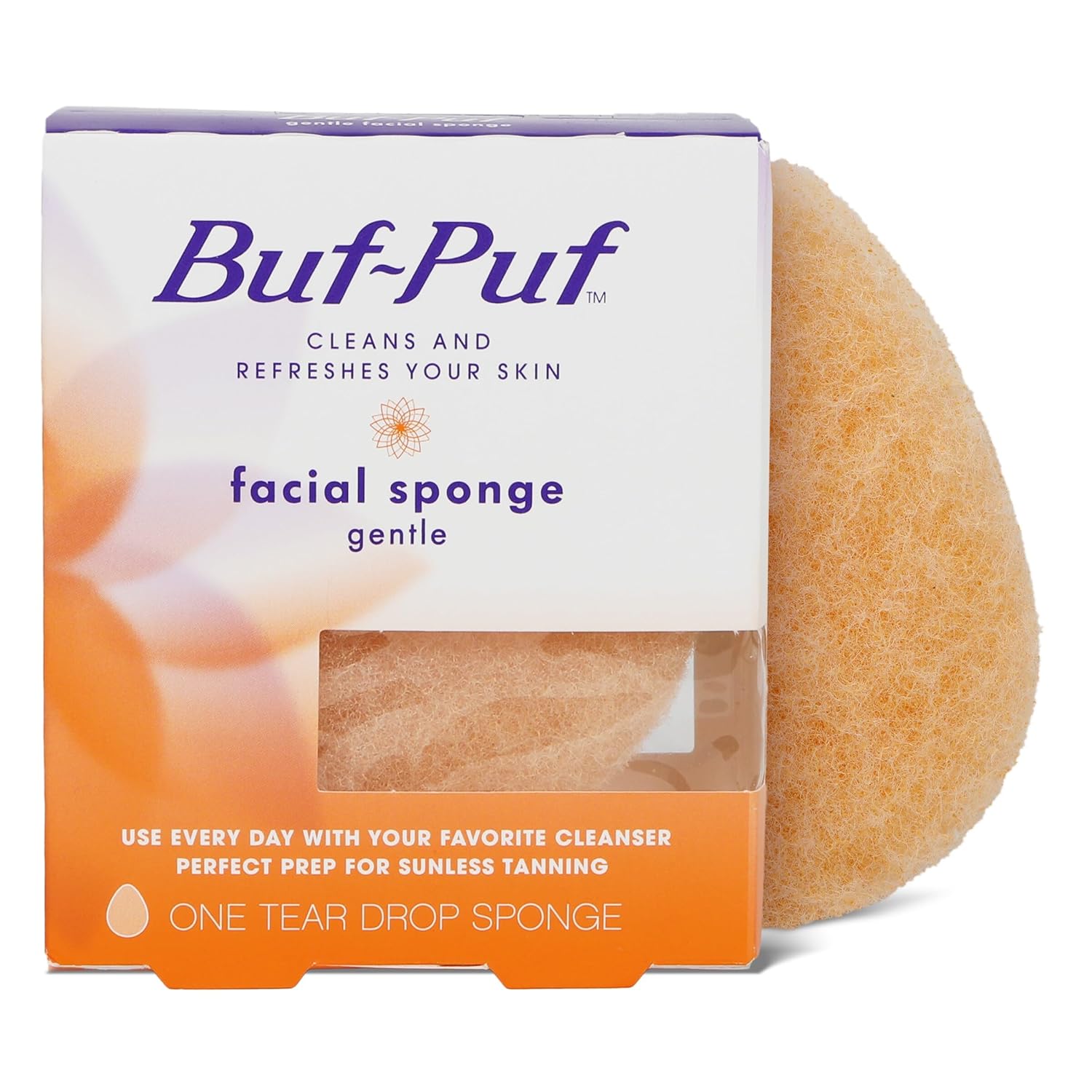 Buf-Puf Light Facial Sponge, Dermatologist Developed, Removes Deep Down Dust & Make-up That Causes Breakouts and Blackheads, Reusable, Exfoliating, 1 Depend