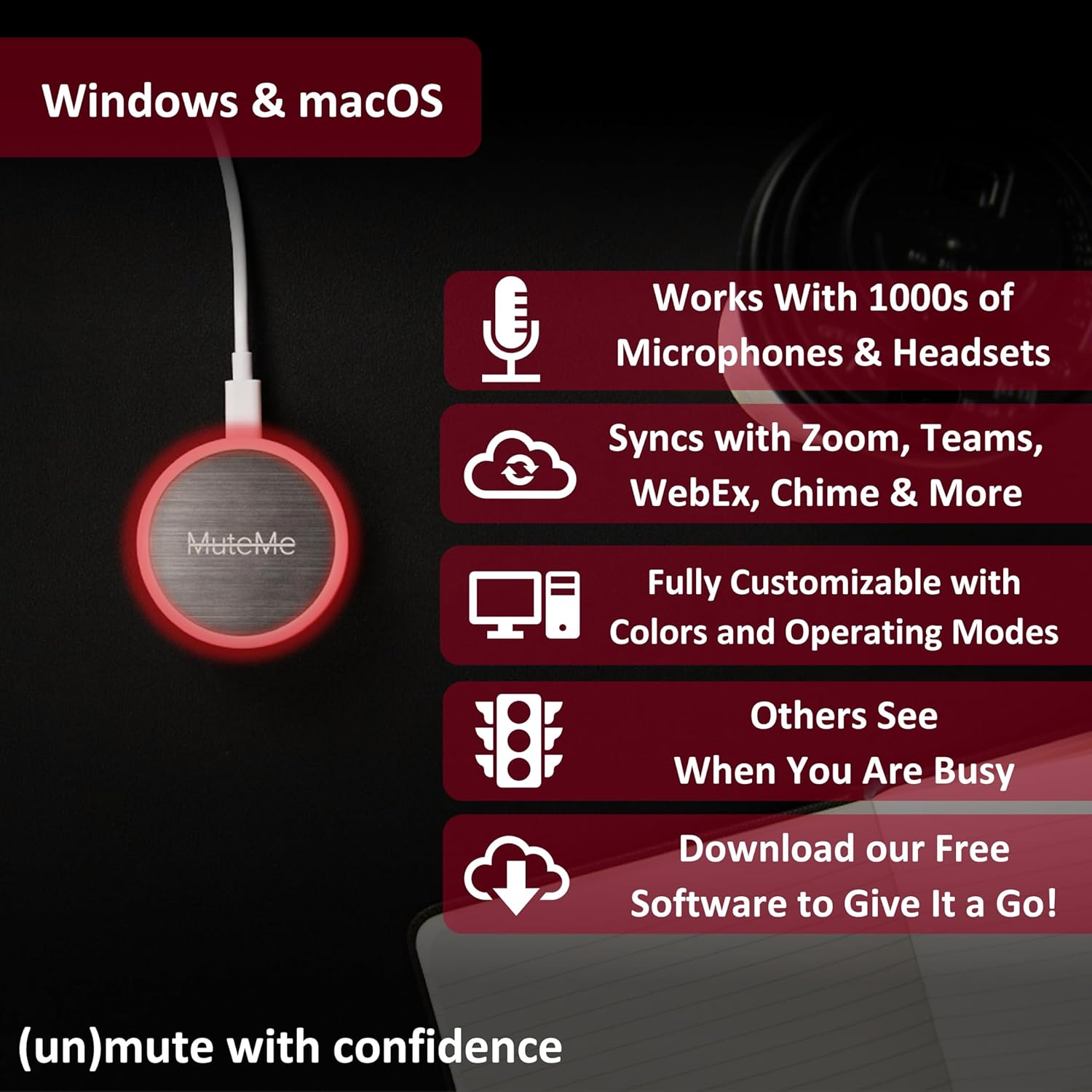 MuteMe - Illuminated Capacitive Contact Mute Button for Zoom, Groups, Google Meet & Extra (As Seen on Shark Tank)! Free Home windows / Mac Software program Required To Use MuteMe. - Image 7