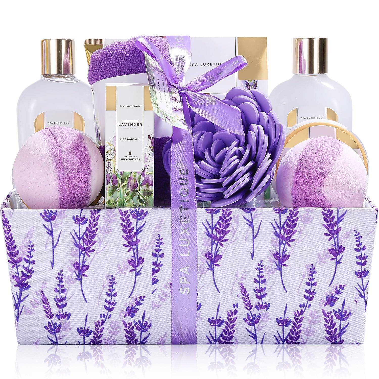 Spa Luxetique Present Baskets for Ladies Lavender Spa Presents for Ladies 12 Pcs Birthday Presents for Ladies Present Set for Her Moms Day Present for Mother