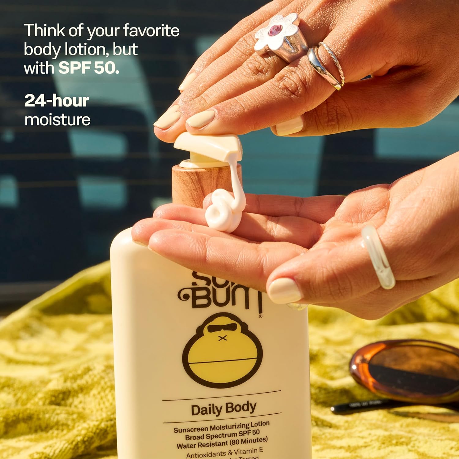 Solar Bum Day by day SPF 50 Sunscreen Physique Lotion - Broad Spectrum Moisturizing Sunscreen with Vitamin E - Vegan and Hawaii 104 Act Compliant (With out Octinoxate & Oxybenzone) - Dermatologist Examined - 8 oz - Image 2