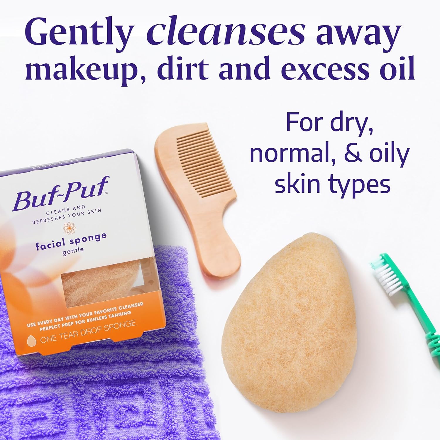 Buf-Puf Light Facial Sponge, Dermatologist Developed, Removes Deep Down Dust & Make-up That Causes Breakouts and Blackheads, Reusable, Exfoliating, 1 Depend - Image 2