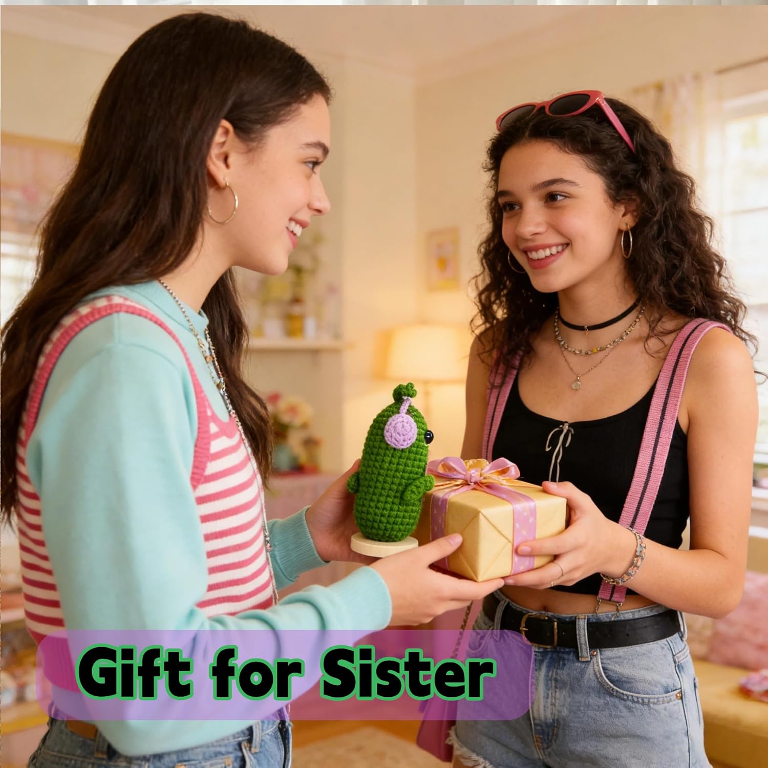 Humorous Crochet Pickles 1 Pcs with Affirmations Playing cards for Inspirational Novelty Good Luck Presents and Get together Decorations(KK-CKD04-ppep) - Image 2