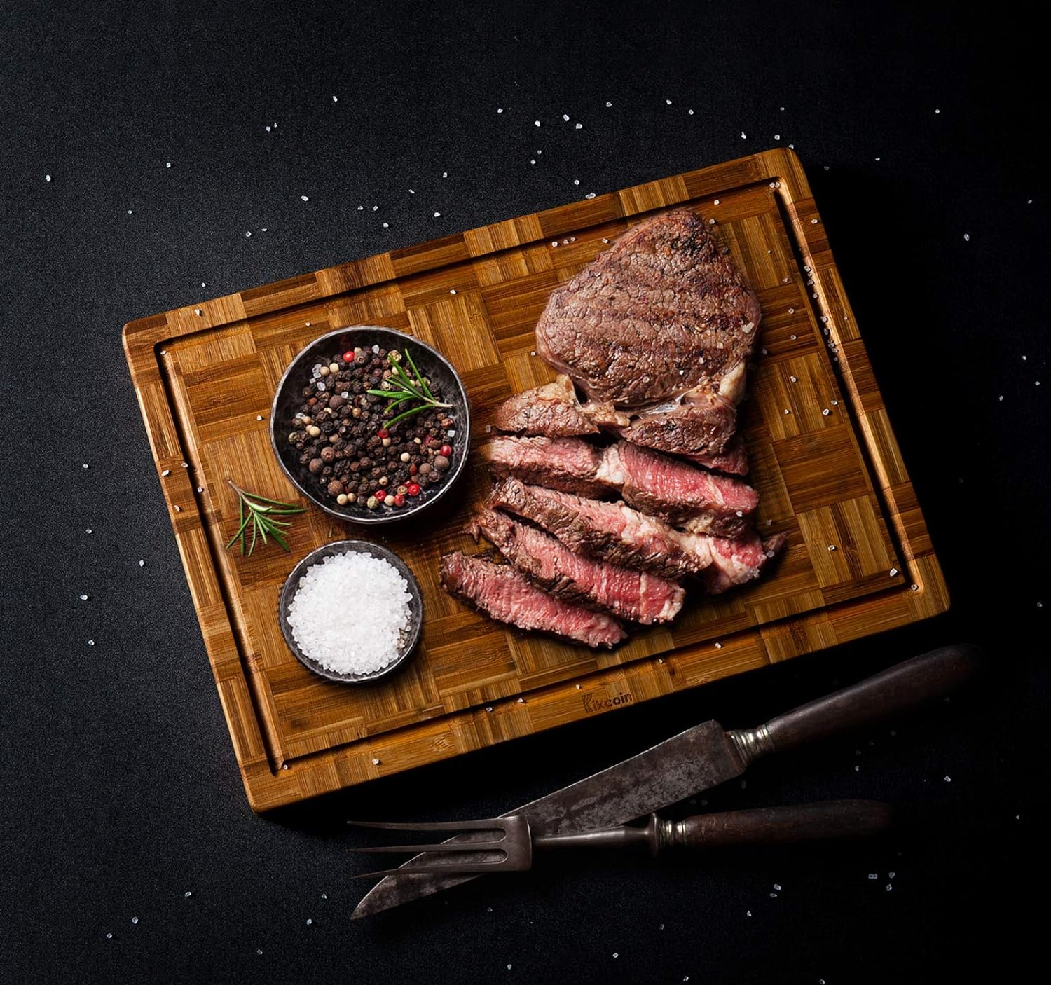 Kikcoin Additional Massive Bamboo Reducing Boards, (Set of three) Chopping Boards with Juice Groove Bamboo Wooden Reducing Board Set Butcher Block for Kitchen, Finish Grain Serving Tray - Image 7