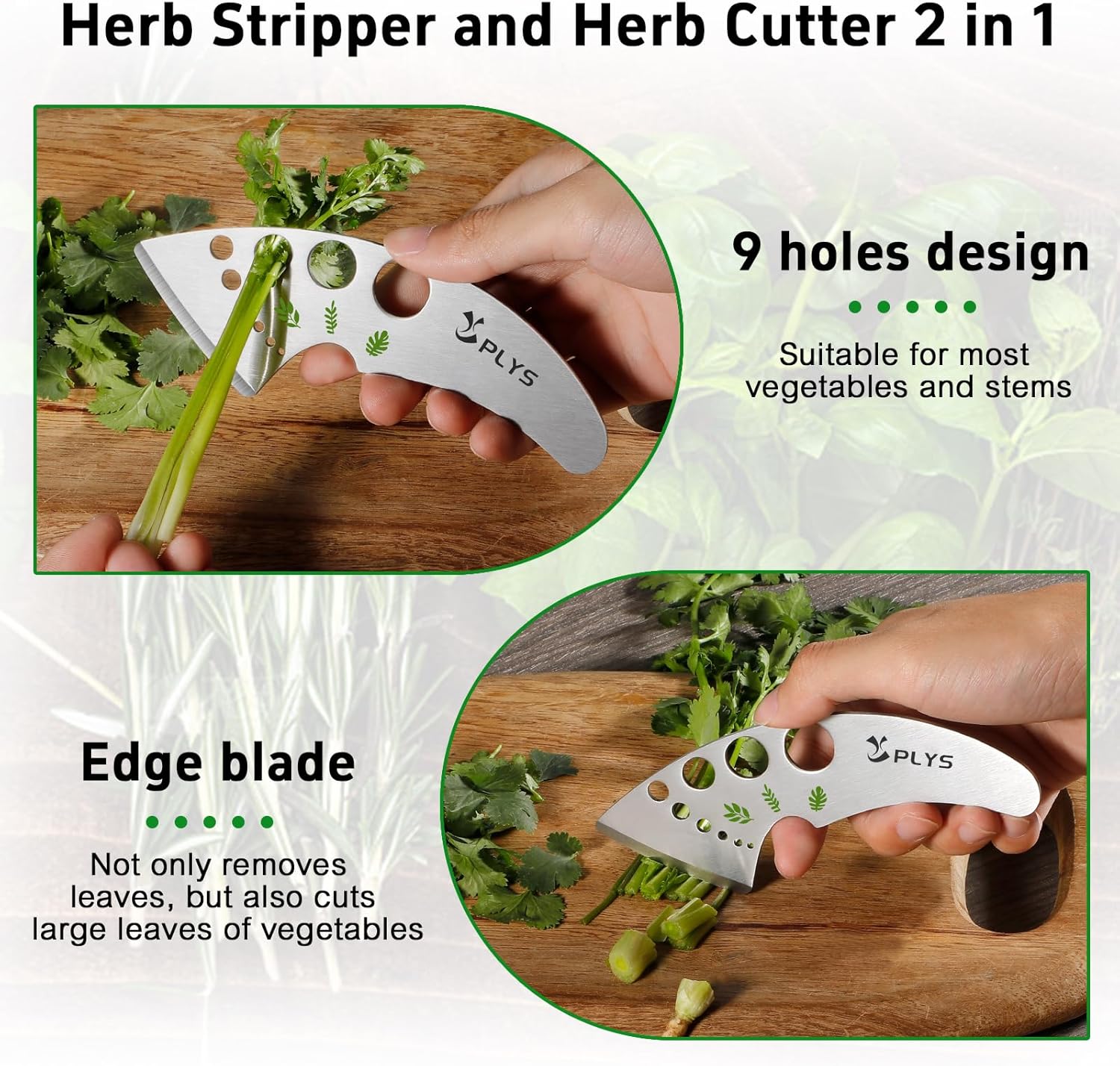 Plys Herb Stripper Software 9 Holes - Stainless Metal Kitchen Herb Stripping Software, Herb Leaf Peeler for Kale, Chard, Collard Greens, Rosemary, Thyme, Parsley and Basil, 2025 Skilled Kitchen Devices - Image 5
