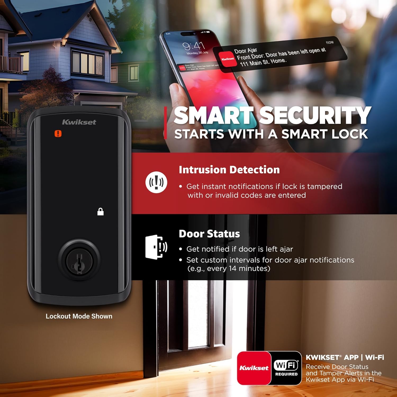 Kwikset Halo Choose Plus Matte Black Touchscreen Apple Dwelling Keys Faucet-to-Unlock, Wi-Fi and Matter Enabled Good Lock Deadbolt with Door Standing Sensor and Intrusion Detection - Image 7