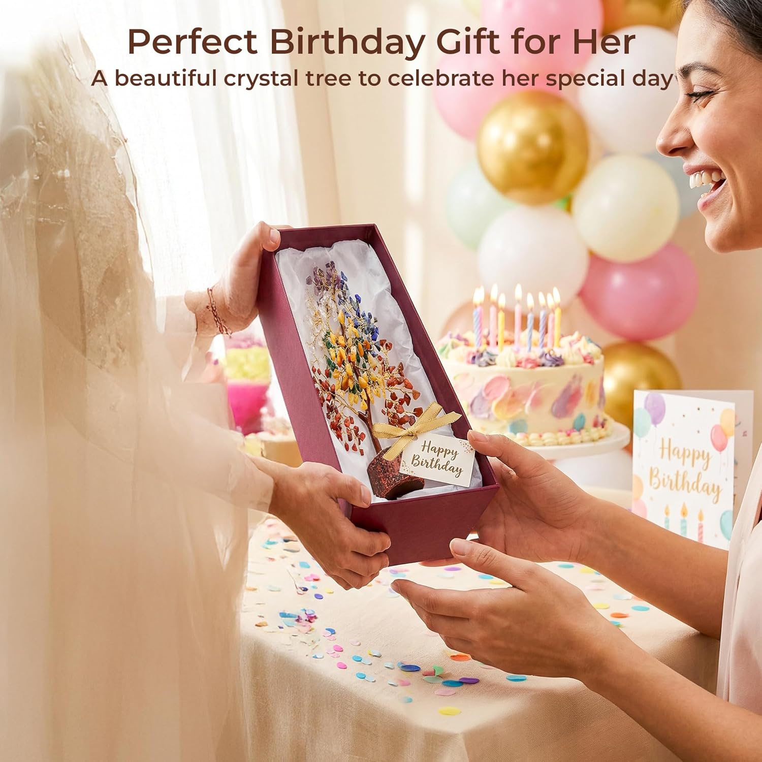 Crystal Tree of Life 7 Chakra Birthday Items for Girls, Distinctive Items for Her, House and Workplace Decor, Handmade Therapeutic Crystals Tree Convey Optimistic Vitality, Cash, Good Luck, Items for Mother & Love Ones - Image 5