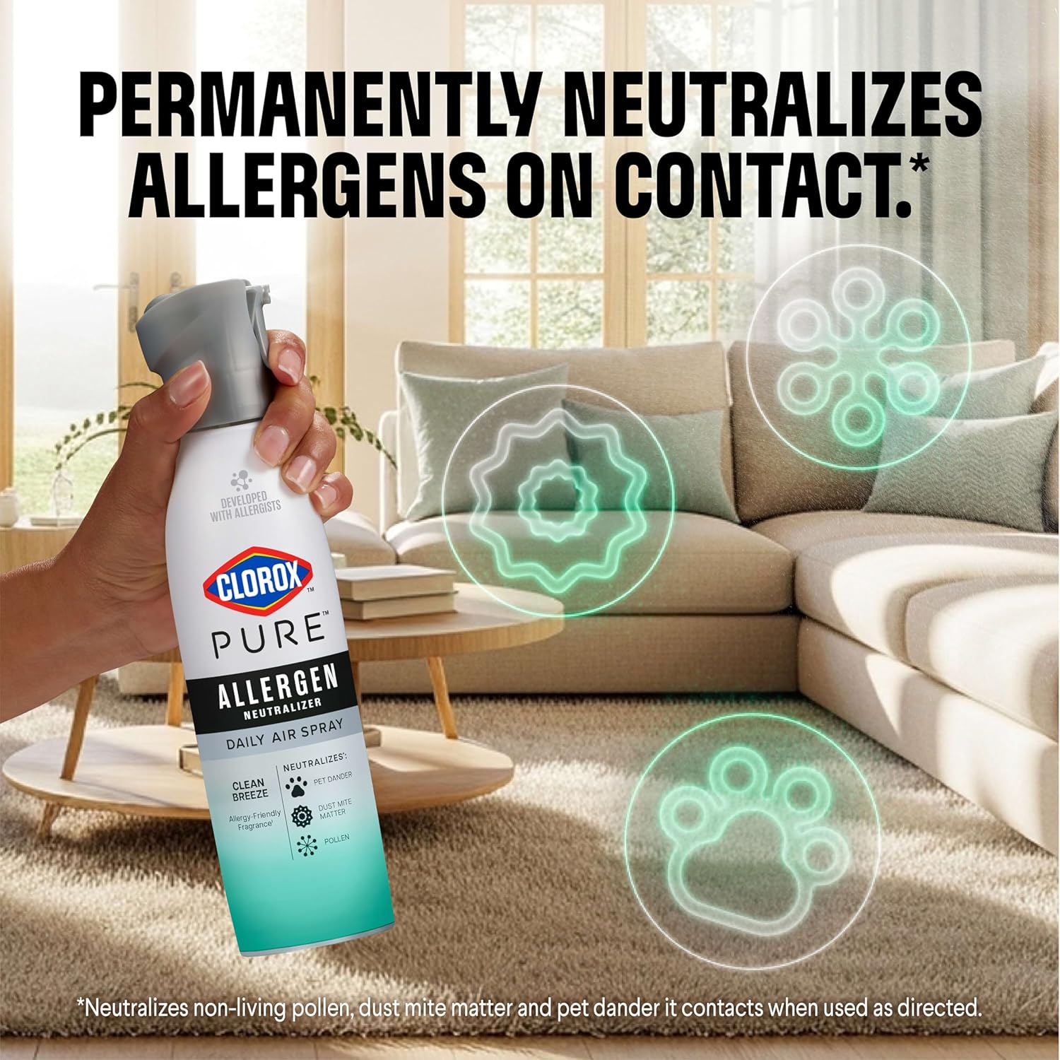 Clorox PURE Allergen Neutralizer Every day Air Spray, Clear Breeze, 8 Ounces - Image 2