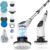 Dovety Electrical Spin Scrubber, Cordless Cleansing Brush, Bathe Scrubber with 8 Replaceable Brush Head, Energy Cleansing Brush with Extension Deal with, 2 Adjustable Pace, for Bathtub Grout Tile Ground
