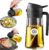 YARRAMATE 16oz/470ml Glass Olive Oil Sprayer for Cooking with Stickers, 2 in 1 Oil Dispenser for Kitchen Devices, Meals Grade Premium Spray Bottle with Portion Management for Salad, Frying, BBQ (Black)