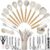 Kitchen Utensils Set- 35 PCs Cooking Utensils with Grater,Tongs, Spoon Spatula &Turner Product of Warmth Resistant Meals Grade Silicone and Wood Handles Kitchen Devices Instruments Set for Nonstick Cookware