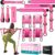 Pilates Bar Equipment with Resistance Bands, Pilates Exercise Tools for Legs, Hip, Waist, Arm, Squats Train Tools for Dwelling Exercises, Adjustable 3-Part Pilates Bar Equipment for Girls & Males