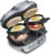 Hamilton Seaside Twin Breakfast Sandwich Maker with Timer, Prepared in 5 Minutes, Detachable Dishwasher Protected PFAS-Free Non-Stick Egg Cooker Ring, Silver (25490MNA)